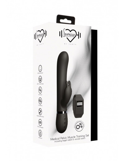 Черный вибромассажер-кролик Kegel Rabbit с браслетом - 22,5 см.