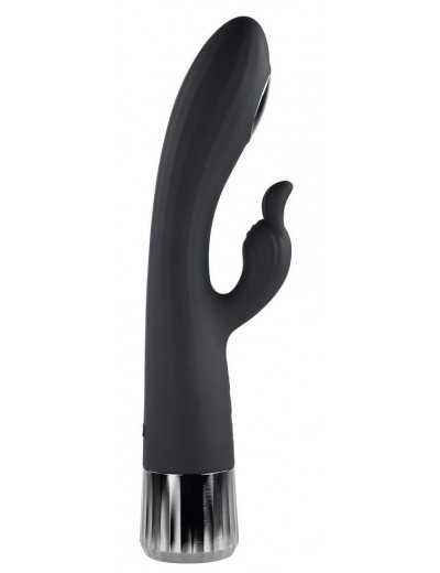 Черный вибростимулятор-кролик Heat Up   Chill - 24,13 см.