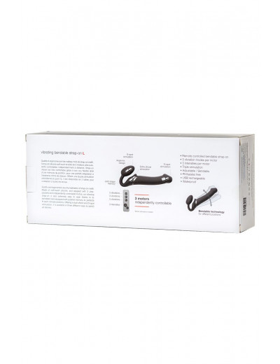 Черный безремневой вибрострапон Vibrating Bendable Strap-On - size L