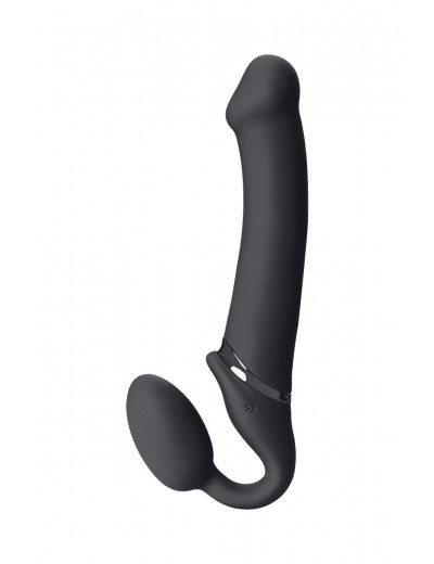 Черный безремневой вибрострапон Vibrating Bendable Strap-On - size L