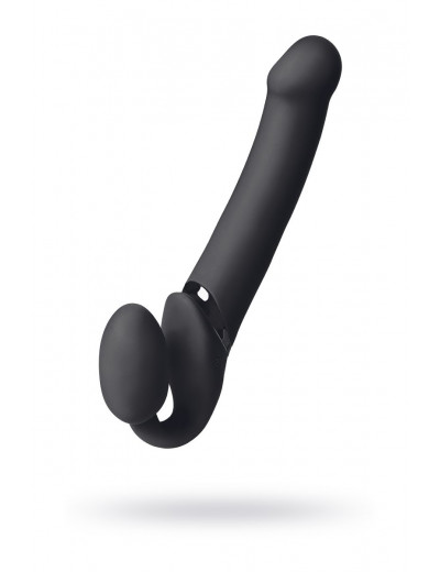 Черный безремневой вибрострапон Vibrating Bendable Strap-On - size L