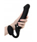 Черный безремневой вибрострапон Vibrating Bendable Strap-On - size L