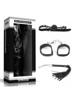 БДСМ-набор Deluxe Bondage Kit: наручники, плеть, кляп-шар