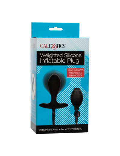 Черная расширяющаяся анальная пробка Weighted Silicone Inflatable Plug M