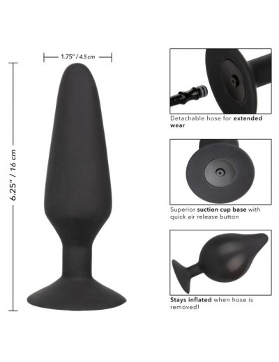 Черная расширяющаяся анальная пробка XL Silicone Inflatable Plug - 16 см.