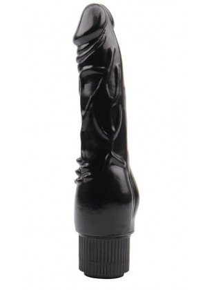 Черный вибратор Vibrating Naughty Cock - 20 см.