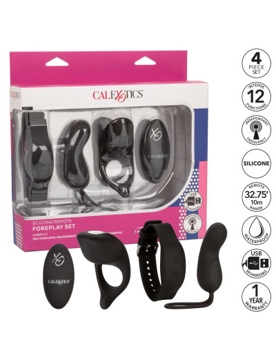 Черный вибронабор для двоих Silicone Remote Foreplay Set