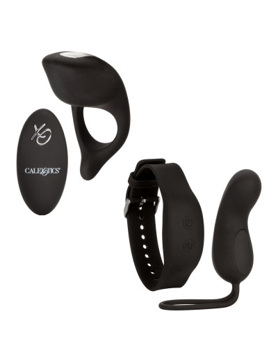 Черный вибронабор для двоих Silicone Remote Foreplay Set