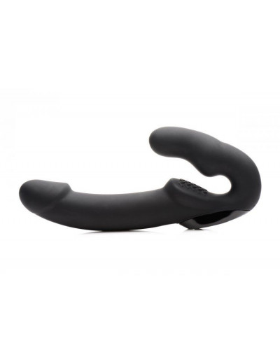 Черный безремневой страпон Urge Silicone Strap On с пультом ДУ - 24 см.