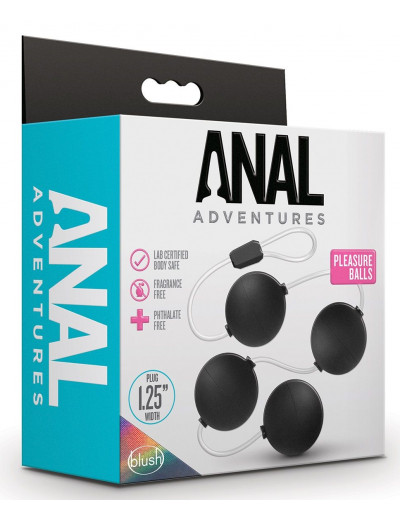 Черные анальные шарики Pleasure Balls - 38,1 см.
