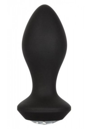 Черная анальная пробка с вибрацией и кристаллом Power Gem Vibrating Crystal Probe - 10,75 см.