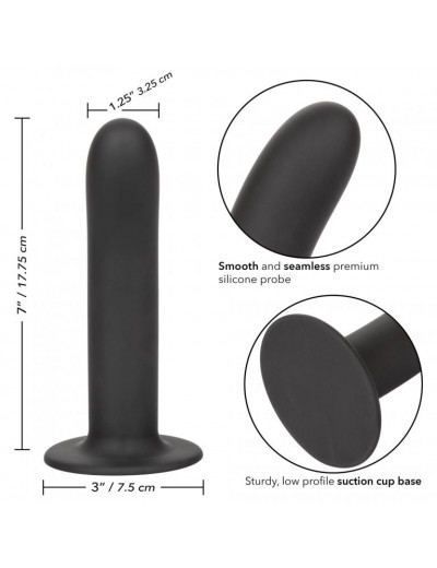 Черный силиконовый анальный стимулятор 7” Smooth Probe - 17,75 см.