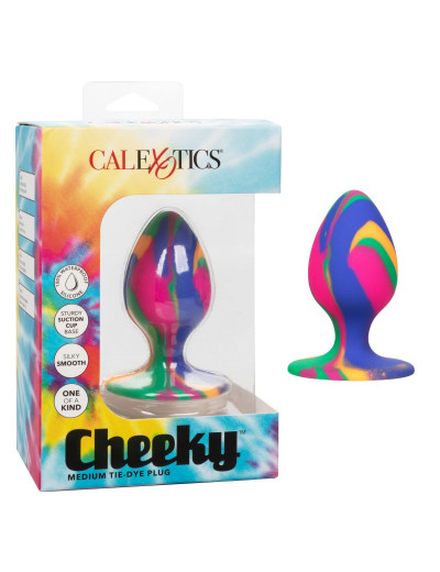 Яркая анальная пробка Cheeky Medium Tie-Dye Plug - 7,5 см.