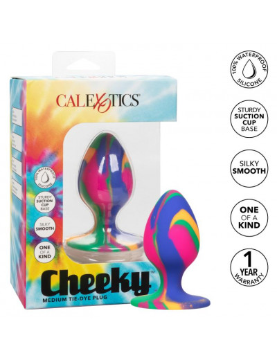 Яркая анальная пробка Cheeky Medium Tie-Dye Plug - 7,5 см.
