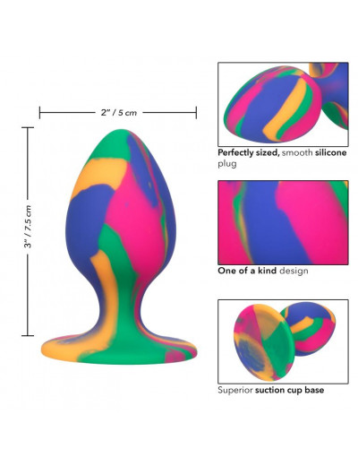 Яркая анальная пробка Cheeky Medium Tie-Dye Plug - 7,5 см.
