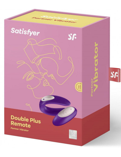 Фиолетовый вибратор для пар Satisfyer Double Plus Remote с пультом ДУ