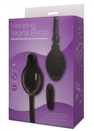 Чёрная вибропомпа для вагины с 7 режимами вибрации VIBRATING VAGINA PUMP