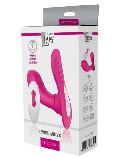 Ярко-розовый клиторальный стимулятор REMOTE PANTY G