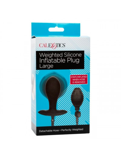 Черная расширяющаяся анальная пробка Weighted Silicone Inflatable Plug Large - 8,25 см.