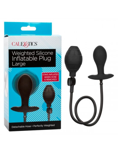 Черная расширяющаяся анальная пробка Weighted Silicone Inflatable Plug Large - 8,25 см.