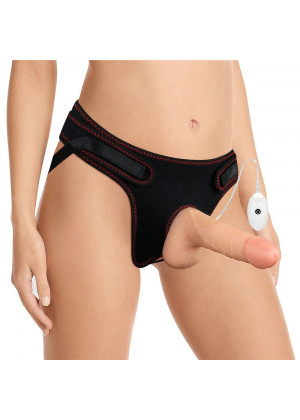 Женский страпон с вибрацией Vibrating Easy Strapon Set 7.0 - 18 см.