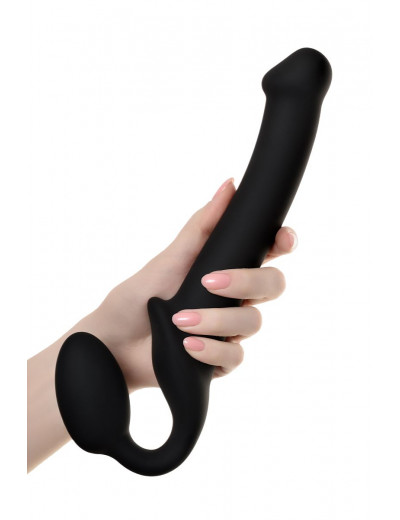 Черный безремневой страпон Silicone Bendable Strap-On - size M