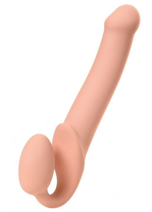 Телесный безремневой страпон Silicone Bendable Strap-On - size L