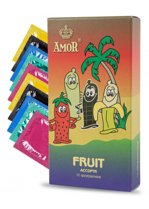 Ароматизированные презервативы AMOR Fruit  Яркая линия  - 10 шт.