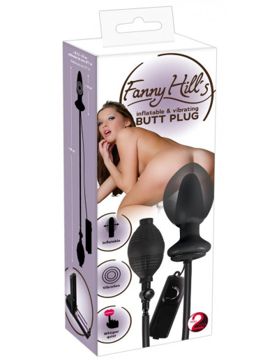 Черный анальный вибростимулятор с расширением Fanny Hills Butt Plug