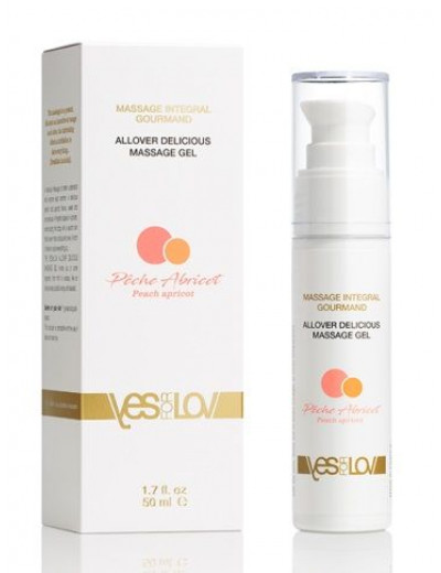 Универсальный массажный гель-смазка Allover Delicious Massage Gel с ароматом персика и абрикоса - 50 мл.